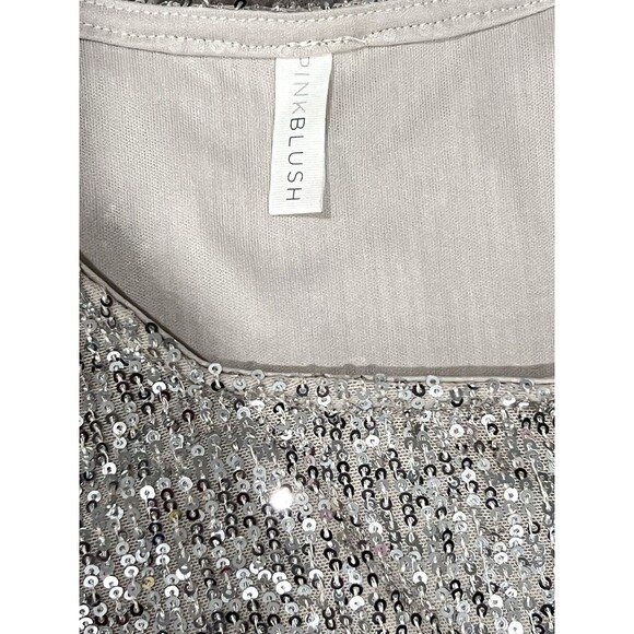 PinkBlush Maternity Dress Gold Sequin Bodice Tulle Long Sleeve Maxi Gown Small - Picture 11 of 13